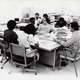 Donald Carson, at extreme right, with the Editing Program for Minority Journalists in 1980 at the University of Arizona at Tucson. Frank Sotomayor, who directed the program, is seated next to Carson on the copy desk “rim.” (Frank Sotomayor)